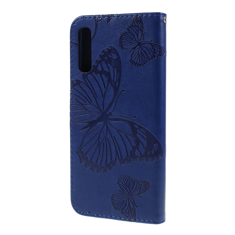 Imprint Butterfly Flowers Leather Stand Wallet Folio Case for Samsung Galaxy A70 - Blue-7