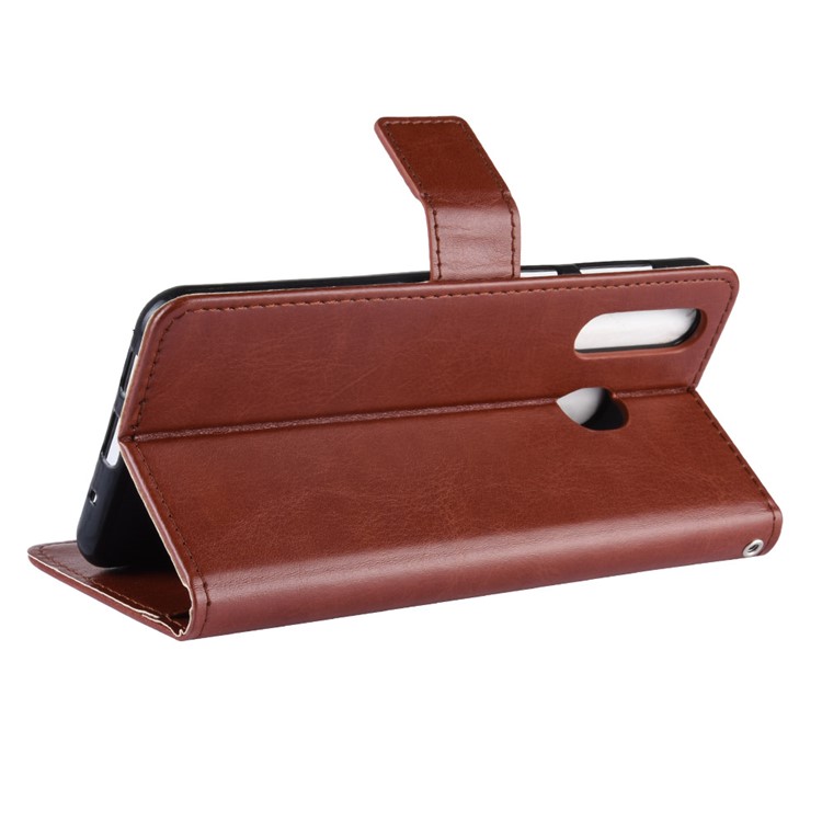 Crazy Horse Leather Wallet Case with Strap for Samsung Galaxy A40 - Brown-6