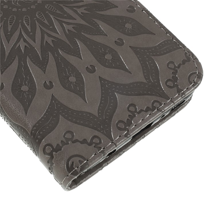 Estuche De Girasol PU Billetera De Cuero Cubierta Del Soporte Magnético Para Samsung Galaxy A70 - Gris-4