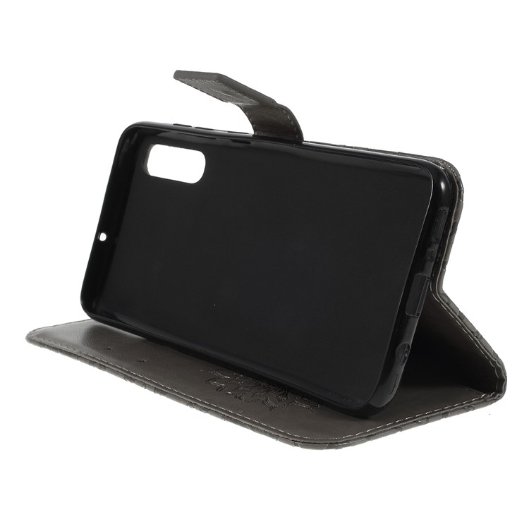 Estuche De Girasol PU Billetera De Cuero Cubierta Del Soporte Magnético Para Samsung Galaxy A70 - Gris-7