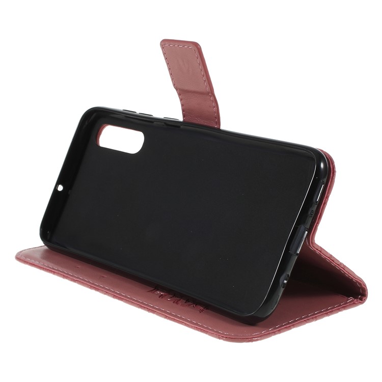 Imprint Sunflower PU Leather Wallet Magnetic Stand Cover for Samsung Galaxy A70 - Pink-2