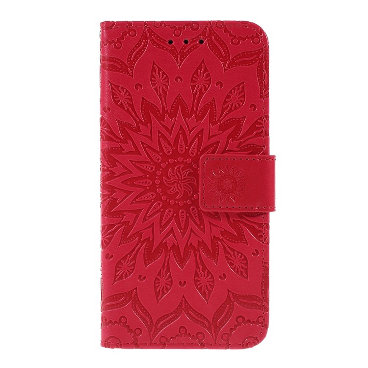 Imprint Sunflower Wallet Leather Stand Case for Samsung Galaxy A40 - Rose-1