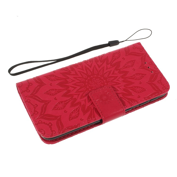 Imprint Sunflower Wallet Leather Stand Case for Samsung Galaxy A40 - Rose-5
