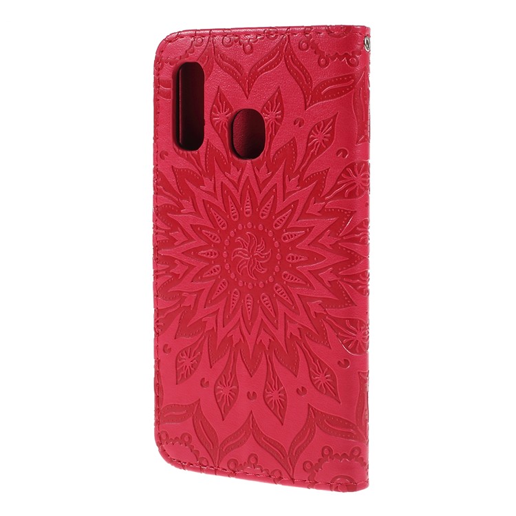 Imprint Sunflower Wallet Leather Stand Case for Samsung Galaxy A40 - Rose-7
