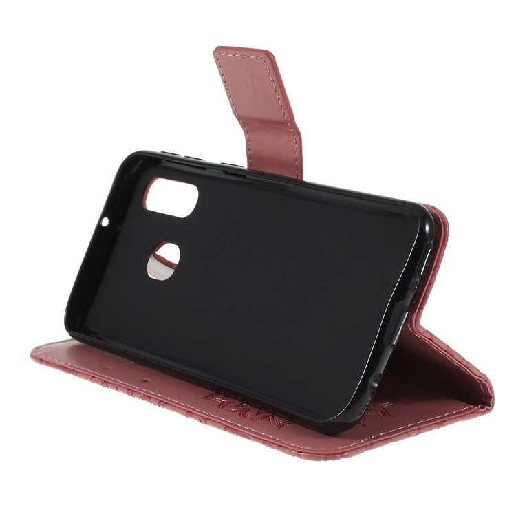 Imprint Sunflower Wallet Leather Stand Case for Samsung Galaxy A40 - Pink-2