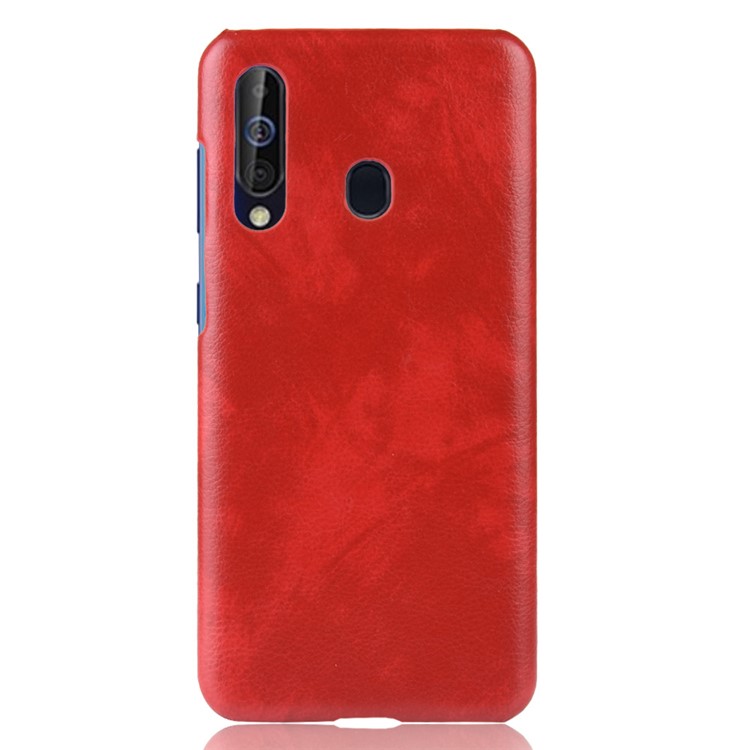 Litchi Texture PU Leather Coated Hard PC Phone Casing for Samsung Galaxy A60 - Red-2