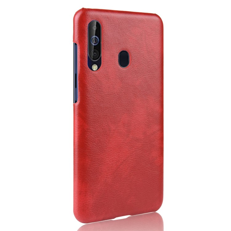 Litchi Texture PU Leather Coated Hard PC Phone Casing for Samsung Galaxy A60 - Red-3