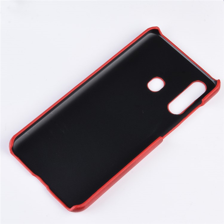 Litchi Texture PU Leather Coated Hard PC Phone Casing for Samsung Galaxy A60 - Red-5
