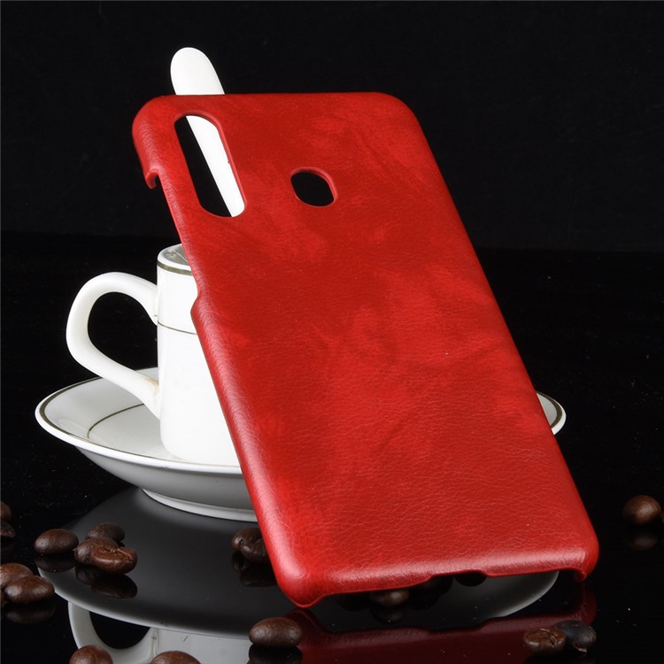 Litchi Texture PU Leather Coated Hard PC Phone Casing for Samsung Galaxy A60 - Red-6