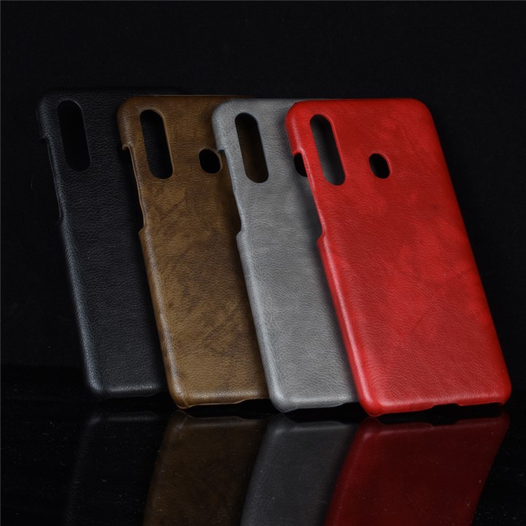 Litchi Texture PU Leather Coated Hard PC Phone Casing for Samsung Galaxy A60 - Red-7
