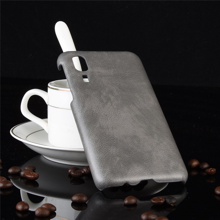 Litchi Texture PU Leather Coated Hard PC Cover Shell for Samsung Galaxy A2 Core - Grey-5