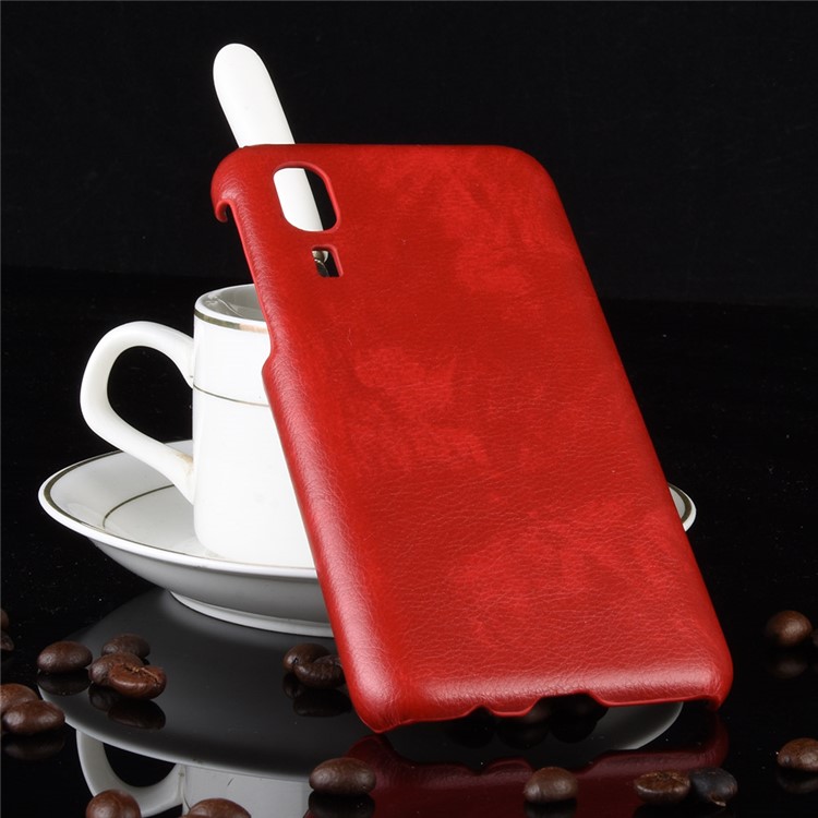 Litchi Texture PU Leather Coated Hard PC Cover Shell for Samsung Galaxy A2 Core - Red-5