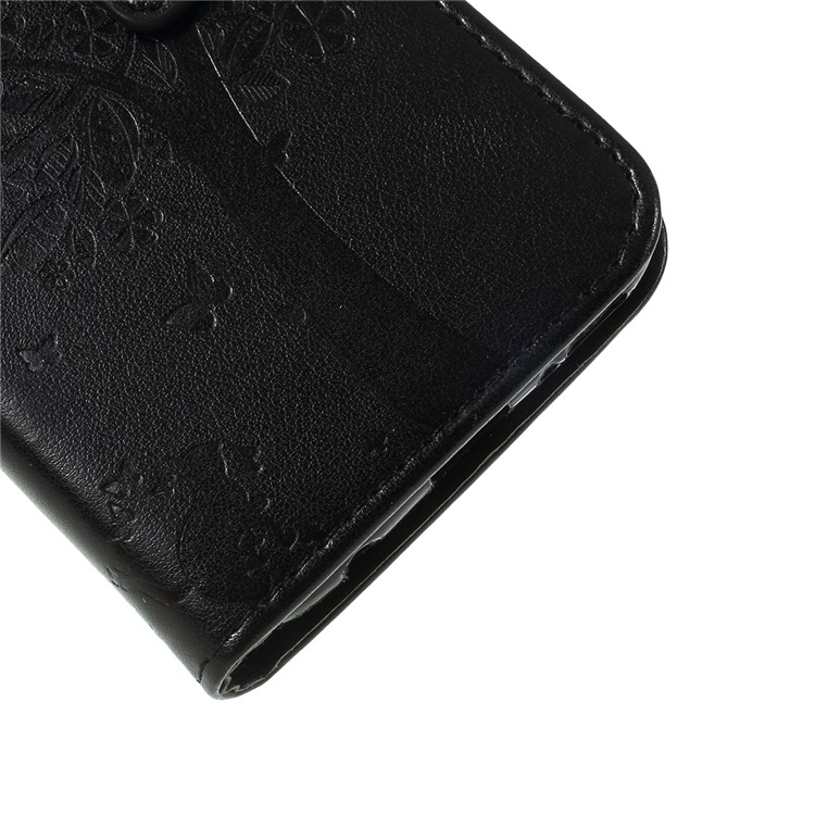 Imprint Cat and Tree Pattern Leather Wallet Case for Samsung Galaxy A40 - Black-4