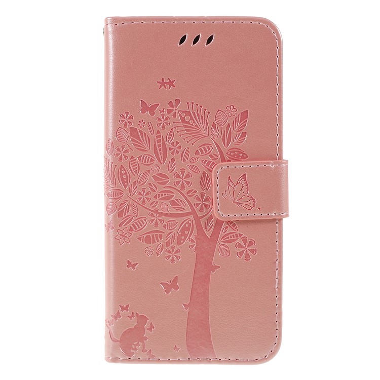 

Imprint Cat and Tree Pattern Leather Wallet Case for Samsung Galaxy A40 - Rose Gold, Galaxy A40