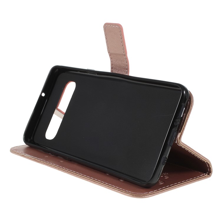Imprint Butterfly Leather Stand Wallet Folio Phone Case for Samsung Galaxy S10 5G 6.7-inch - Rose Gold-2