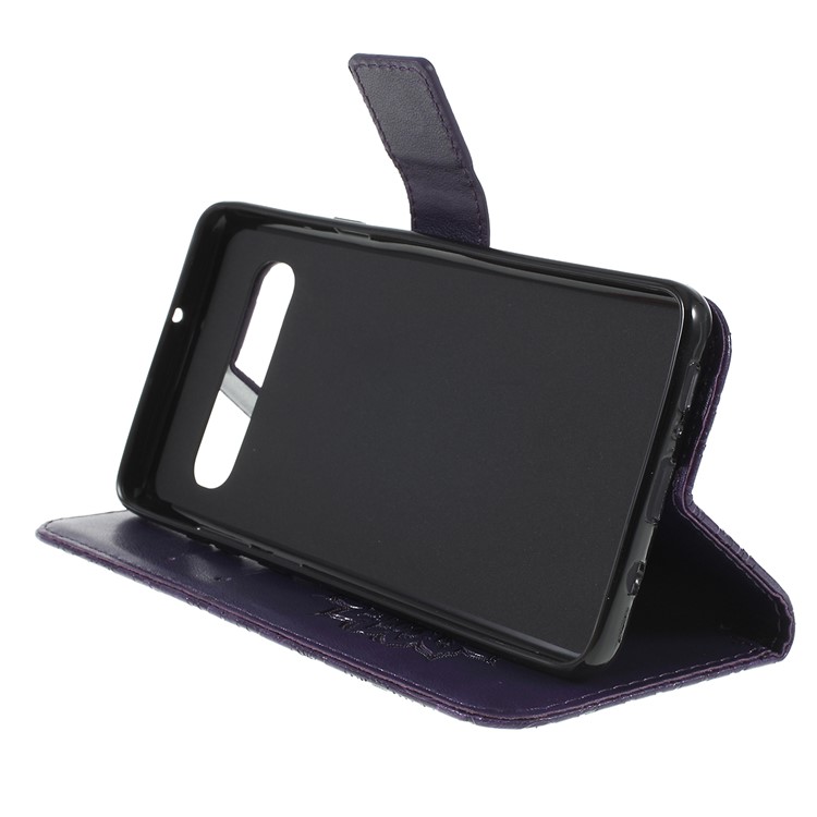 Imprint Sunflower PU Leather Wallet Magnetic Stand Cover for Samsung Galaxy S10 5G - Purple-2