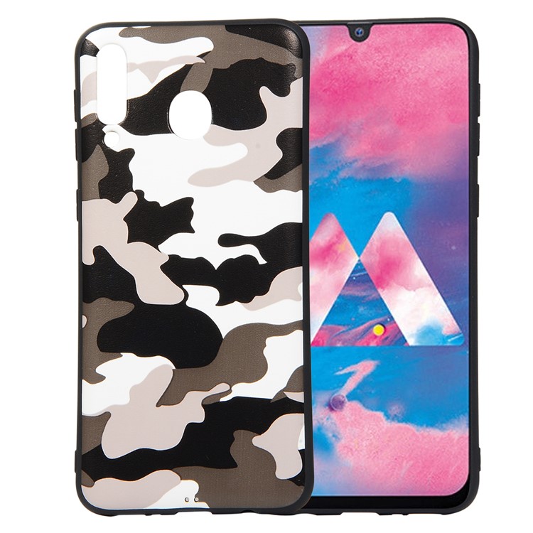 For Samsung Galaxy M30/A40s Camouflage Pattern TPU Phone Case - White-1