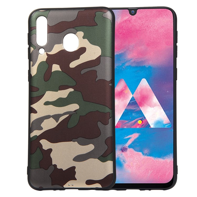 For Samsung Galaxy M30/A40s Camouflage Pattern TPU Phone Case - Green-1