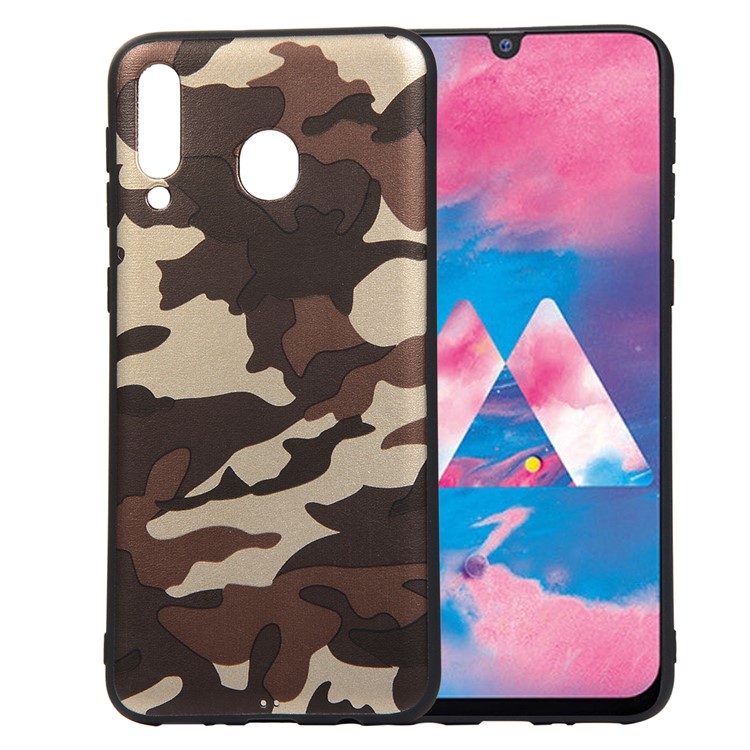 For Samsung Galaxy M30/A40s Camouflage Pattern TPU Phone Case - Brown-1