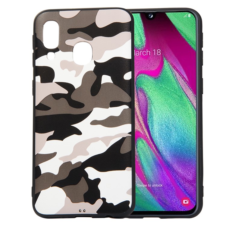 For Samsung Galaxy A40 Camouflage Pattern TPU Phone Case - White-1