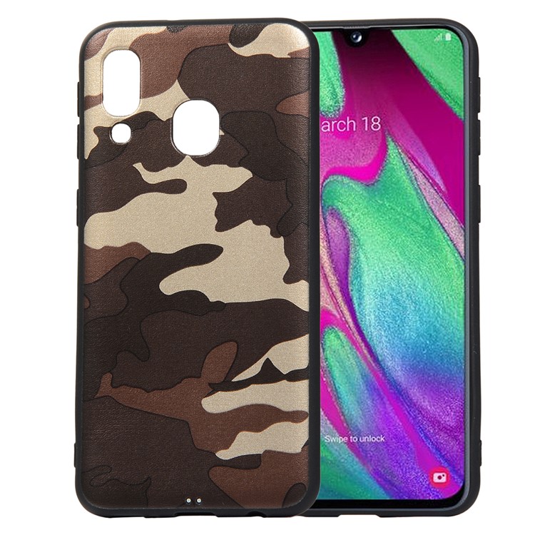 For Samsung Galaxy A40 Camouflage Pattern TPU Phone Case - Brown-1