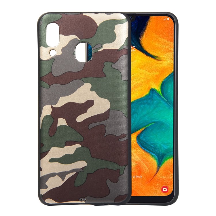 Camouflage Pattern TPU Mobile Phone Cover for Samsung Galaxy A20 / A30 - Green-1