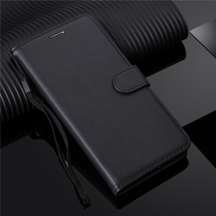 PU Leather Wallet Stand Protective Cover with Strap for Samsung Galaxy A70 - Black-11