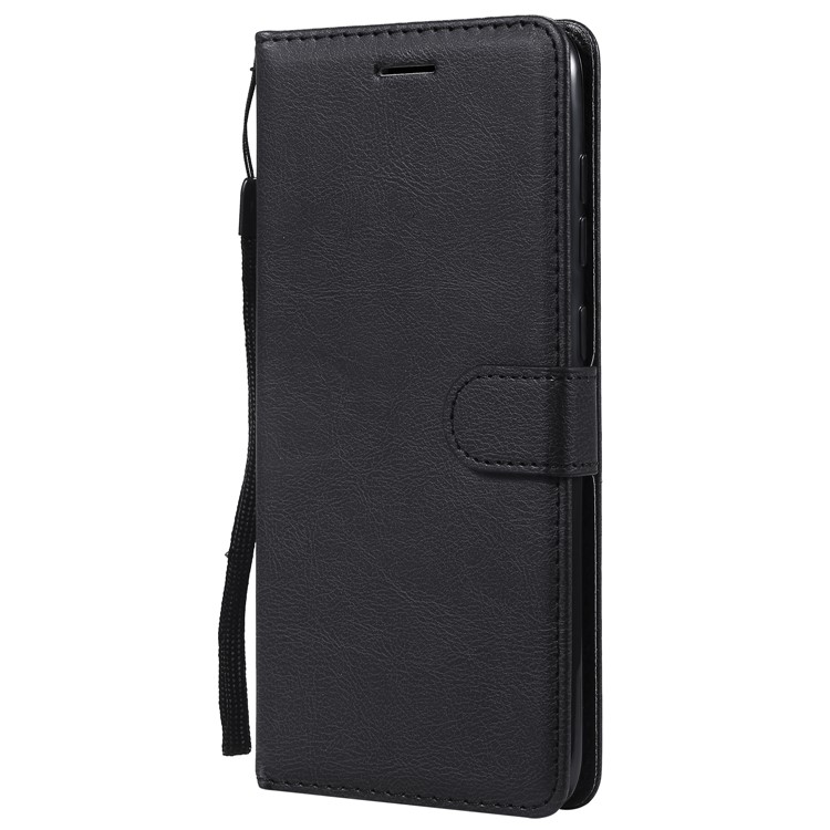 PU Leather Wallet Stand Protective Cover with Strap for Samsung Galaxy A70 - Black-2