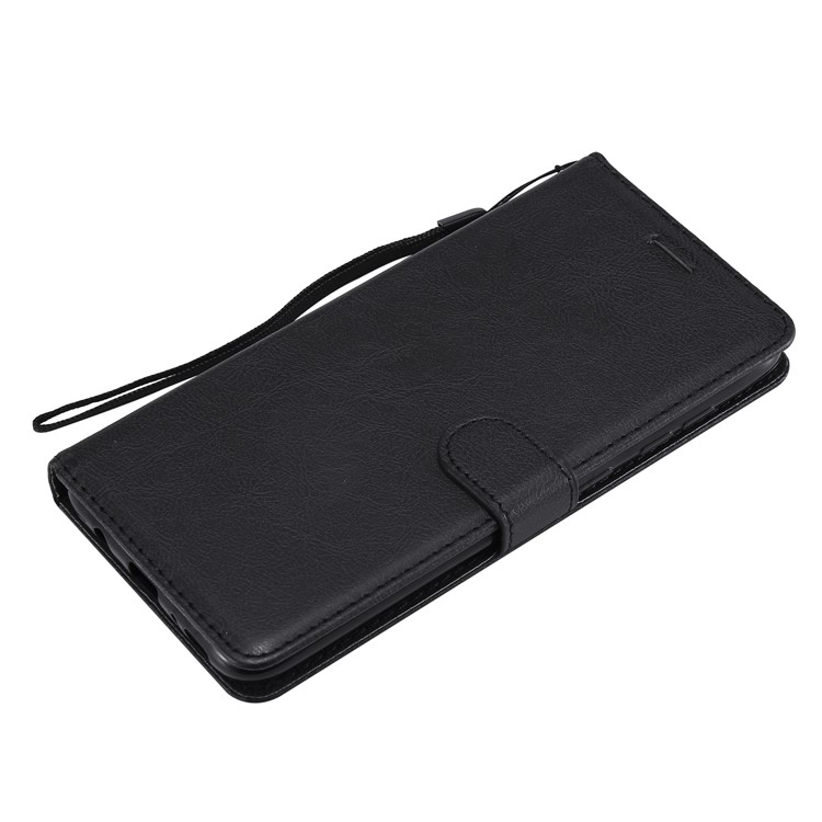 PU Leather Wallet Stand Protective Cover with Strap for Samsung Galaxy A70 - Black-5