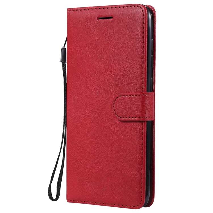 PU Leather Wallet Stand Protective Cover with Strap for Samsung Galaxy A70 - Red-2