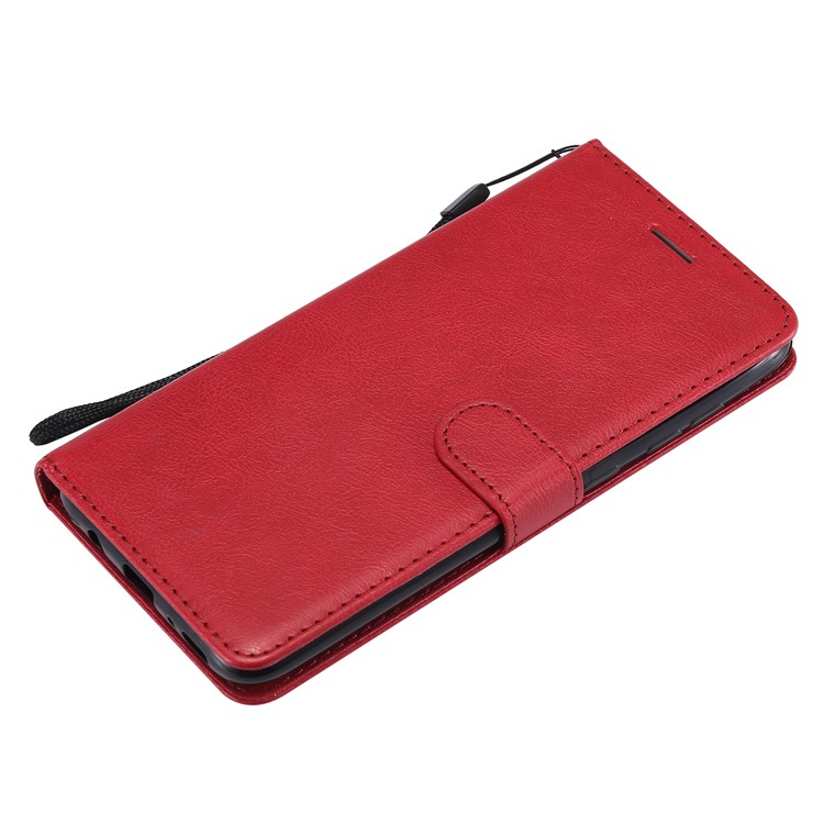 PU Leather Wallet Stand Protective Cover with Strap for Samsung Galaxy A70 - Red-5