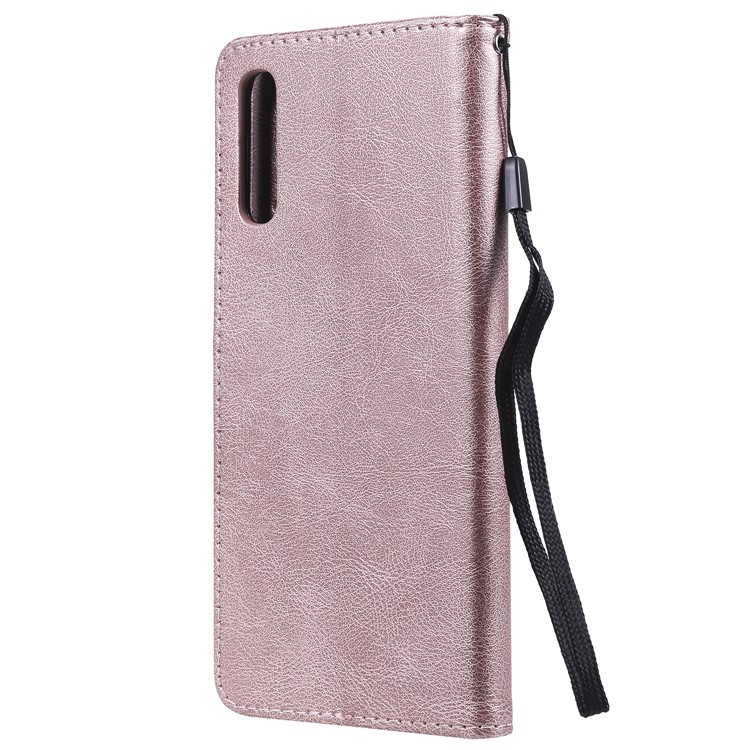 Schutzhülle Aus PU-Leder Für Brieftasche Mit Riemen Für Samsung Galaxy A70 - Roségold-3
