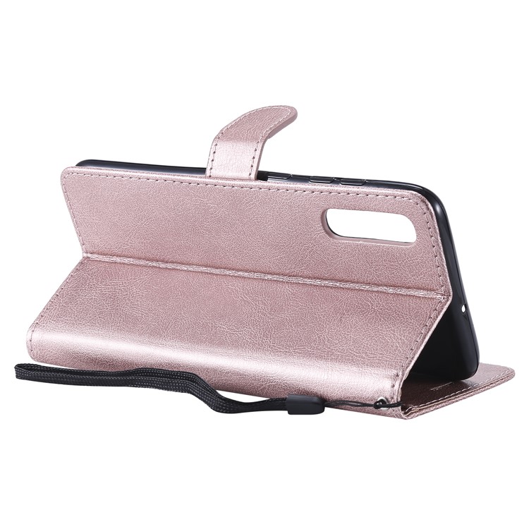 Schutzhülle Aus PU-Leder Für Brieftasche Mit Riemen Für Samsung Galaxy A70 - Roségold-7