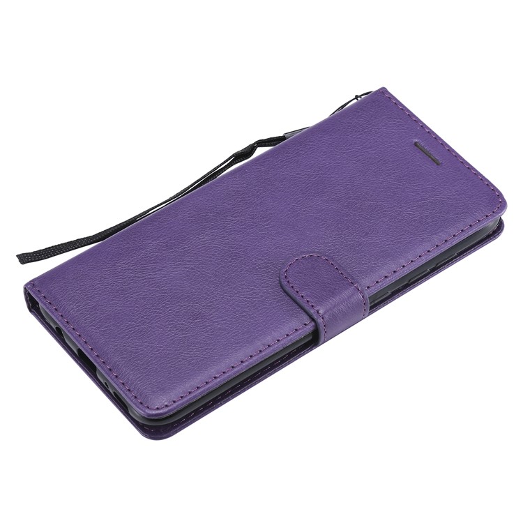 PU Leather Wallet Stand Protective Cover with Strap for Samsung Galaxy A70 - Purple-5