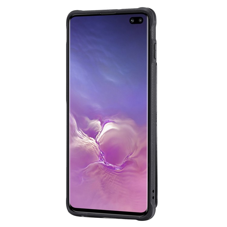 Kickstand PU Leather Coated TPU Phone Cover with Card Holders for Samsung Galaxy S10 Plus - Black-3