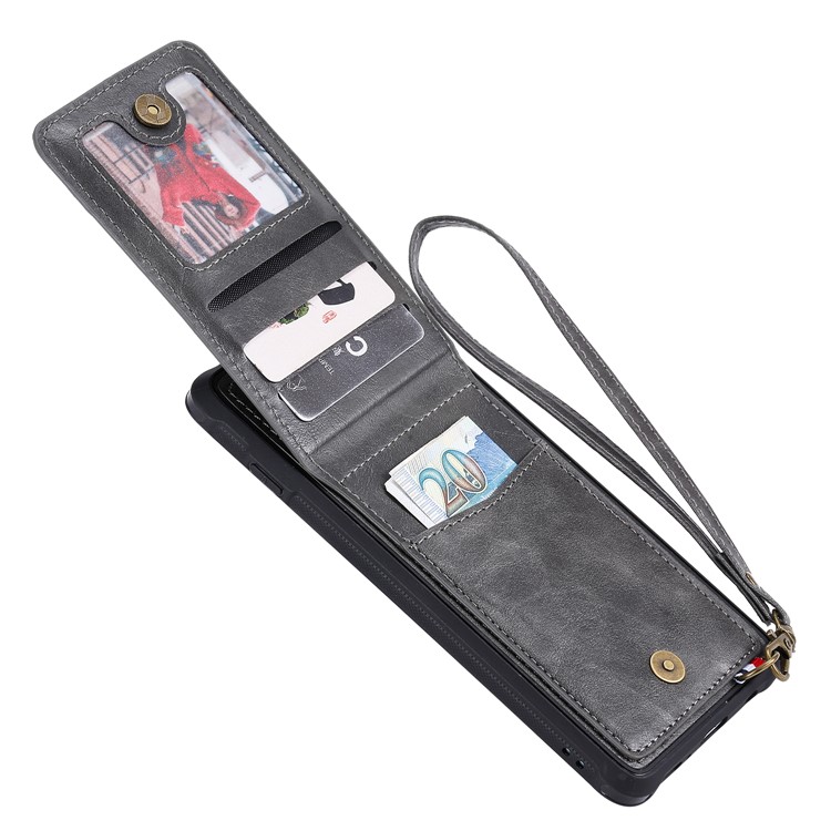 Kickstand PU Leather Coated TPU Phone Cover with Card Holders for Samsung Galaxy S10 Plus - Grey-6