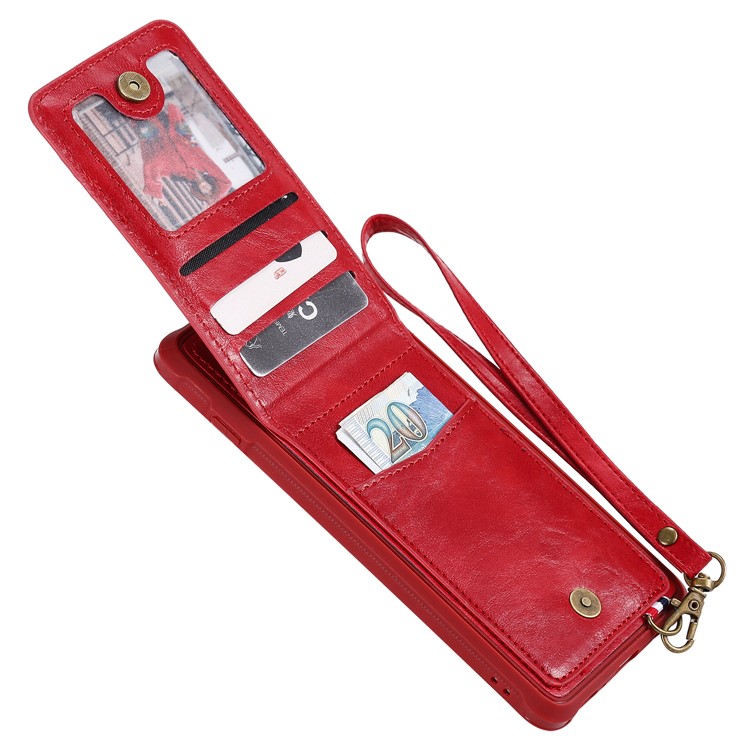 Kickstand PU Leather Coated TPU Phone Cover with Card Holders for Samsung Galaxy S10 Plus - Red-6