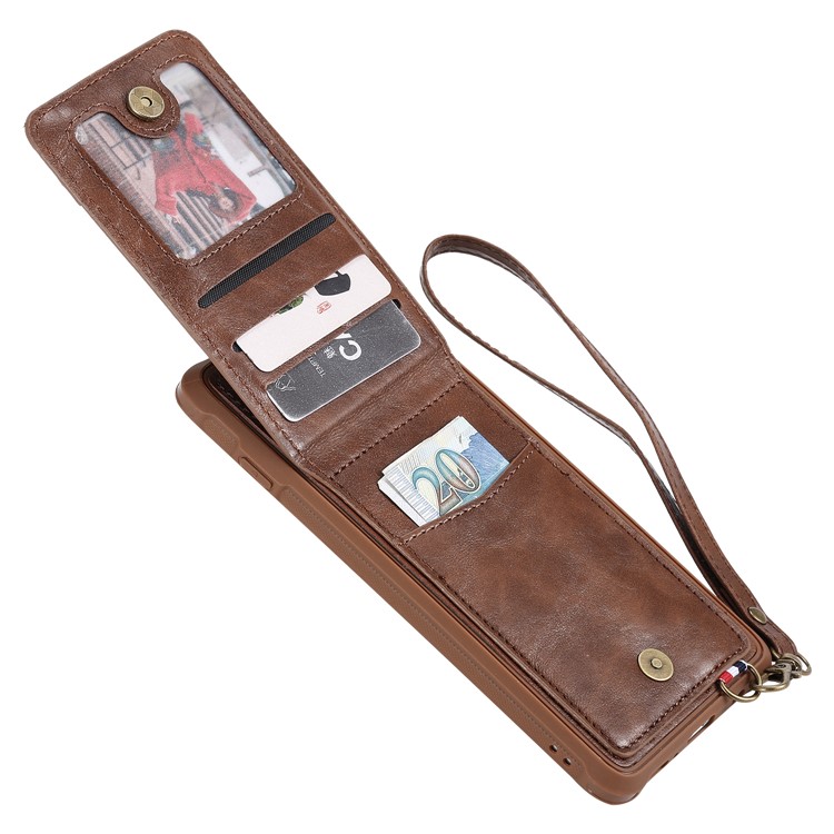 Kickstand PU Leather Coated TPU Phone Cover with Card Holders for Samsung Galaxy S10 Plus - Coffee-6