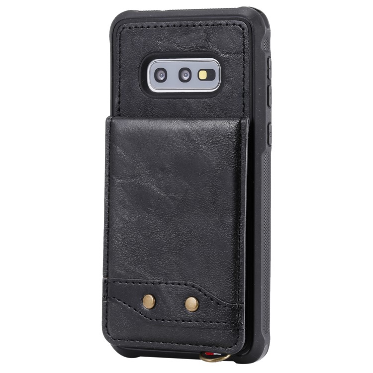 Kickstand PU Leather Coated TPU Phone Cover with Card Holders for Samsung Galaxy S10e - Black-2