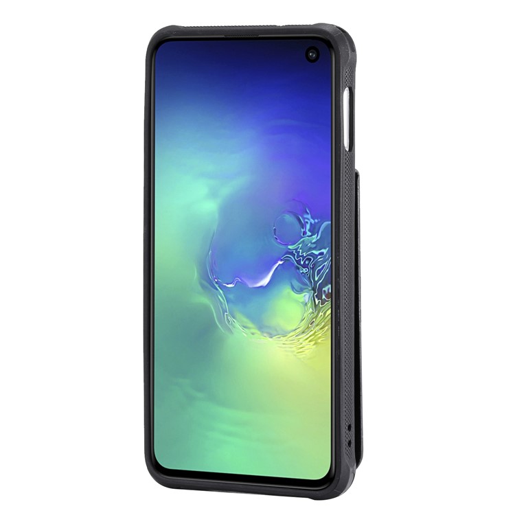 Kickstand PU Leather Coated TPU Phone Cover with Card Holders for Samsung Galaxy S10e - Black-3