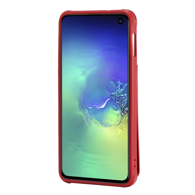 Kickstand PU Leather Coated TPU Phone Cover with Card Holders for Samsung Galaxy S10e - Red-3