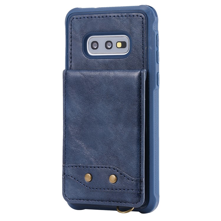 Kickstand PU Leather Coated TPU Phone Cover with Card Holders for Samsung Galaxy S10e - Dark Blue-2