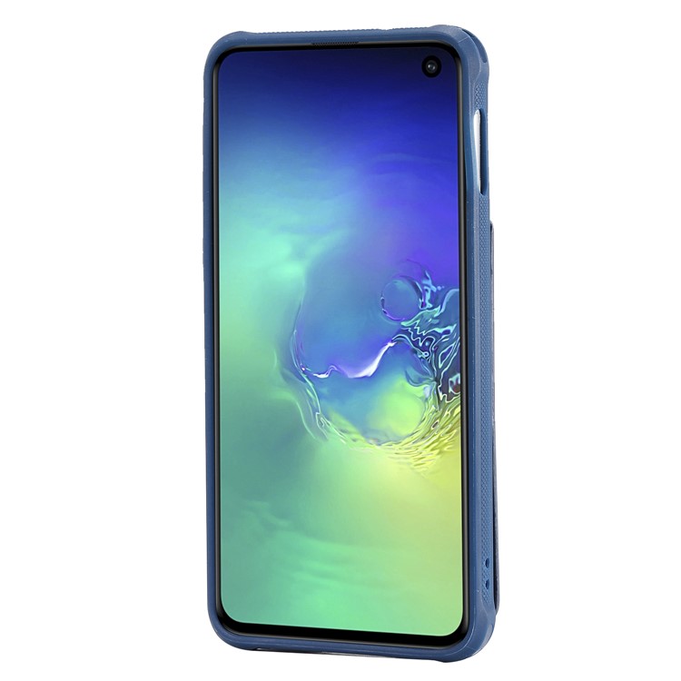Kickstand PU Leather Coated TPU Phone Cover with Card Holders for Samsung Galaxy S10e - Dark Blue-3