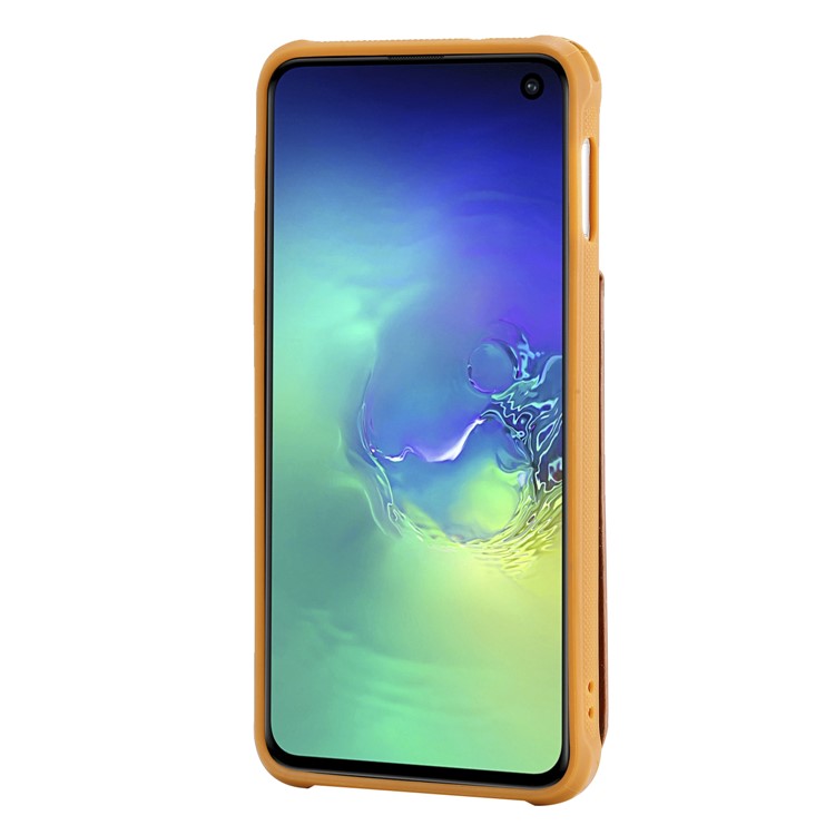 Kickstand PU Leather Coated TPU Phone Cover with Card Holders for Samsung Galaxy S10e - Brown-3