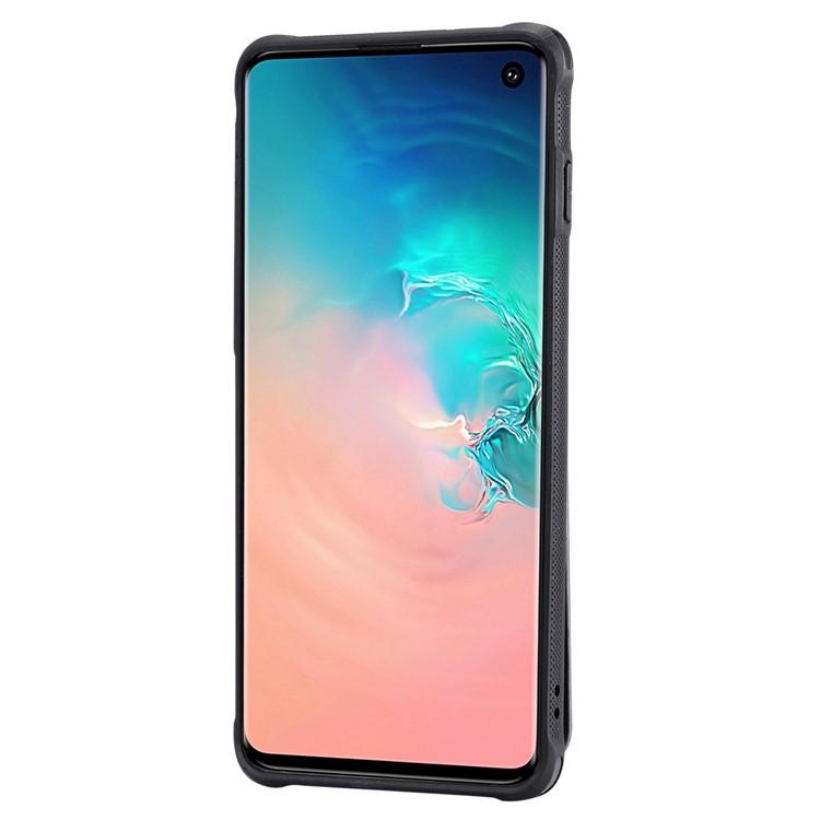 Kickstand PU Leather Coated TPU Phone Cover with Card Holders for Samsung Galaxy S10 - Grey-3