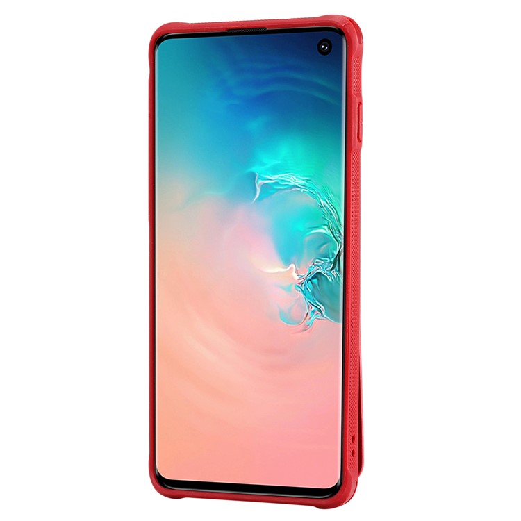 Kickstand PU Leather Coated TPU Phone Cover with Card Holders for Samsung Galaxy S10 - Red-3
