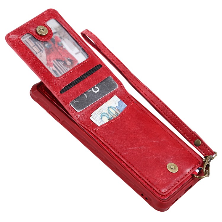 Kickstand PU Leather Coated TPU Phone Cover with Card Holders for Samsung Galaxy S10 - Red-4