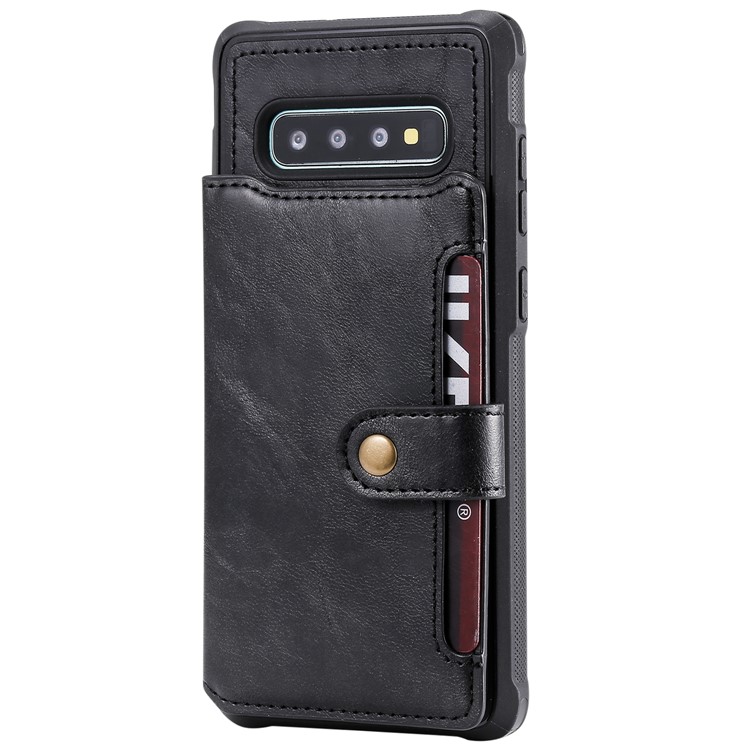 PU Leather Coated TPU Case Wallet Kickstand Case for Samsung Galaxy S10 Plus - Black-3
