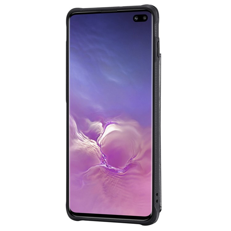 PU Leather Coated TPU Case Wallet Kickstand Case for Samsung Galaxy S10 Plus - Grey-4