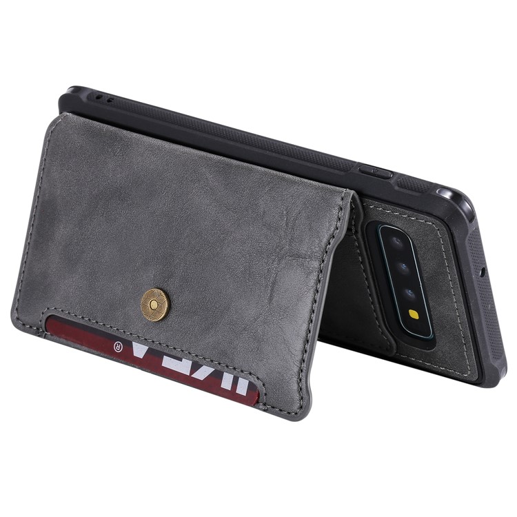 PU Leather Coated TPU Case Wallet Kickstand Case for Samsung Galaxy S10 Plus - Grey-6